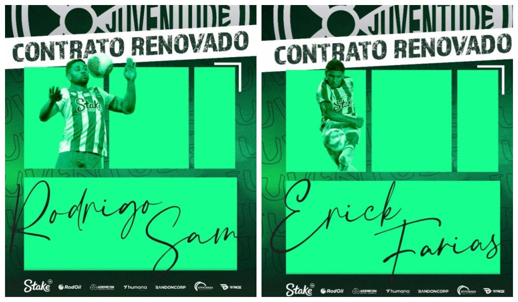 Juventude anuncia renovação de contrato com zagueiro e atacante