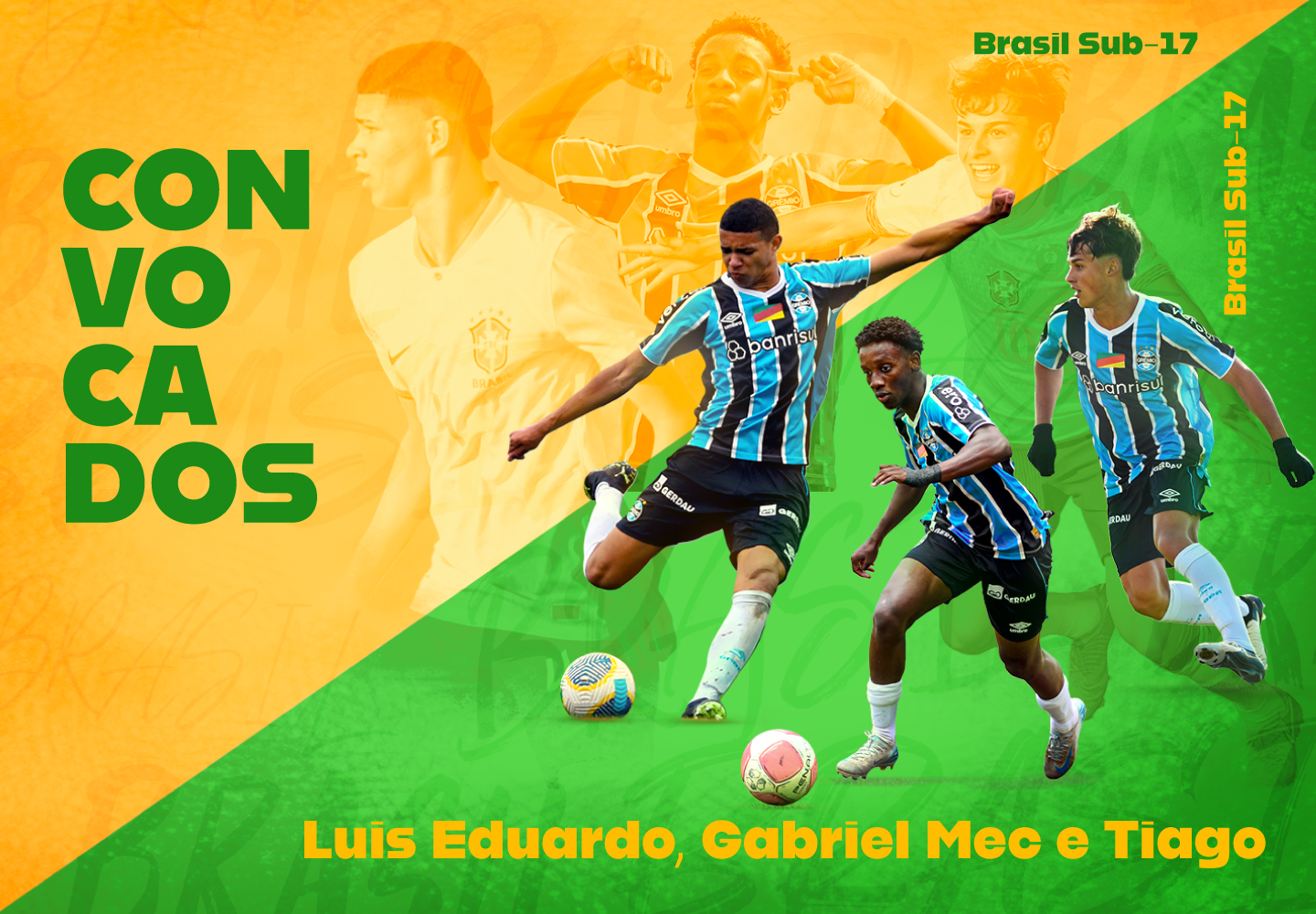 Luis Eduardo, Tiago e Gabriel Mec são convocados para o Sul-americano Sub-17